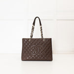 Chanel Chocolate Brown Caviar Leather Grand Shopper Tote