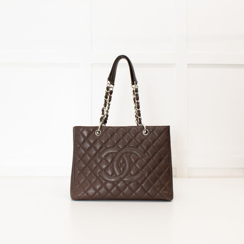 Chanel Chocolate Brown Caviar Leather Grand Shopper Tote