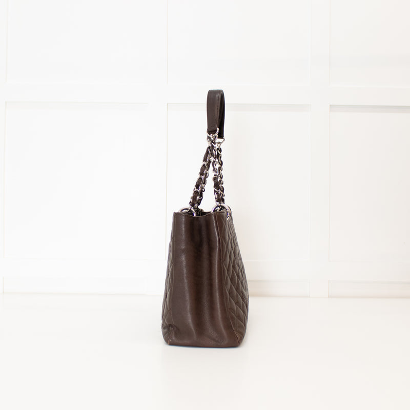 Chanel Chocolate Brown Caviar Leather Grand Shopper Tote