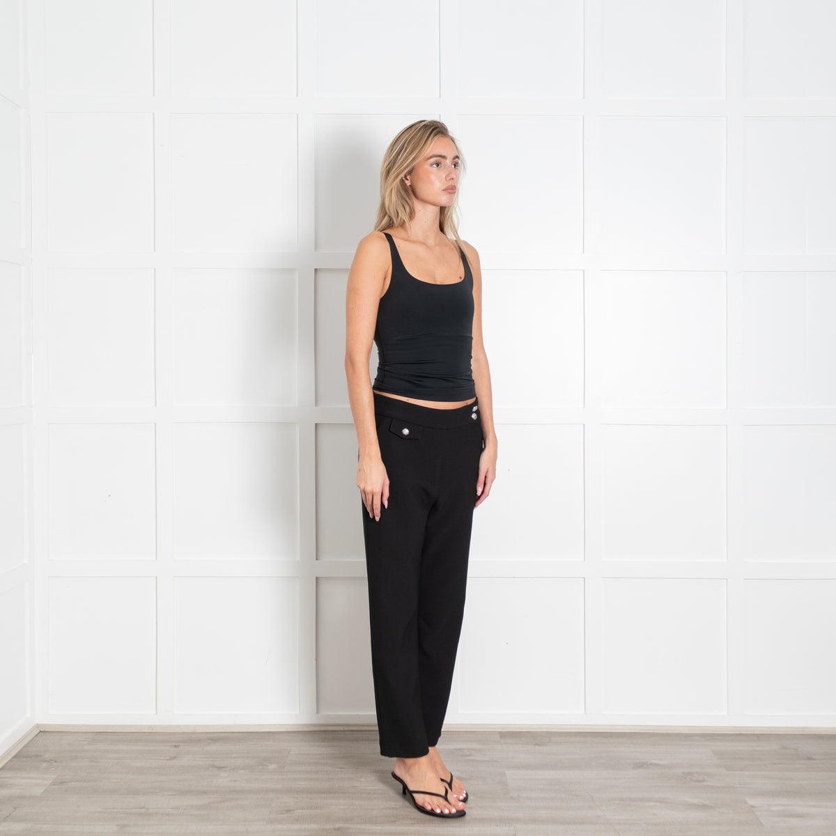 Veronica Beard Black Renzo Pant Style With Silver Buttons Trousers