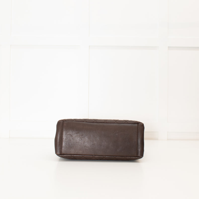 Chanel Chocolate Brown Caviar Leather Grand Shopper Tote