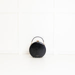 Aspinal Of London Black Patent Croc Hat Box Bag