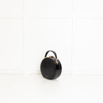 Aspinal Of London Black Patent Croc Hat Box Bag