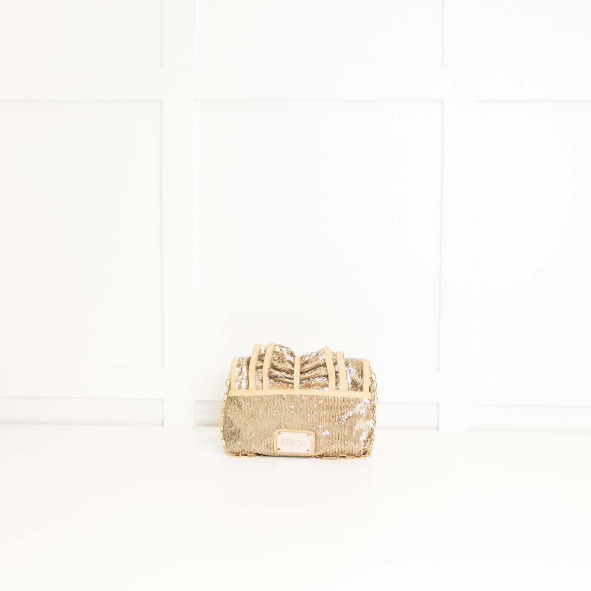 Red Valentino Beige Sequinned Frill Crossbody Small Bag
