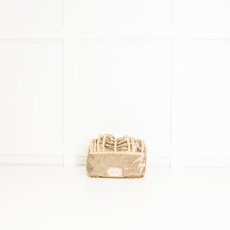 Red Valentino Beige Sequinned Frill Crossbody Small Bag