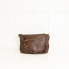 Longchamp Brown Grainy Leather Flap Shoulder Bag