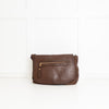 Longchamp Brown Grainy Leather Flap Shoulder Bag