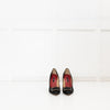 Carolina Herrera Black Satin Jewelled Buckle Heels