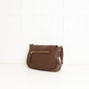 Longchamp Brown Grainy Leather Flap Shoulder Bag