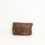 Longchamp Brown Grainy Leather Flap Shoulder Bag