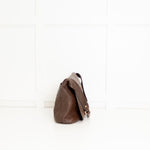 Longchamp Brown Grainy Leather Flap Shoulder Bag