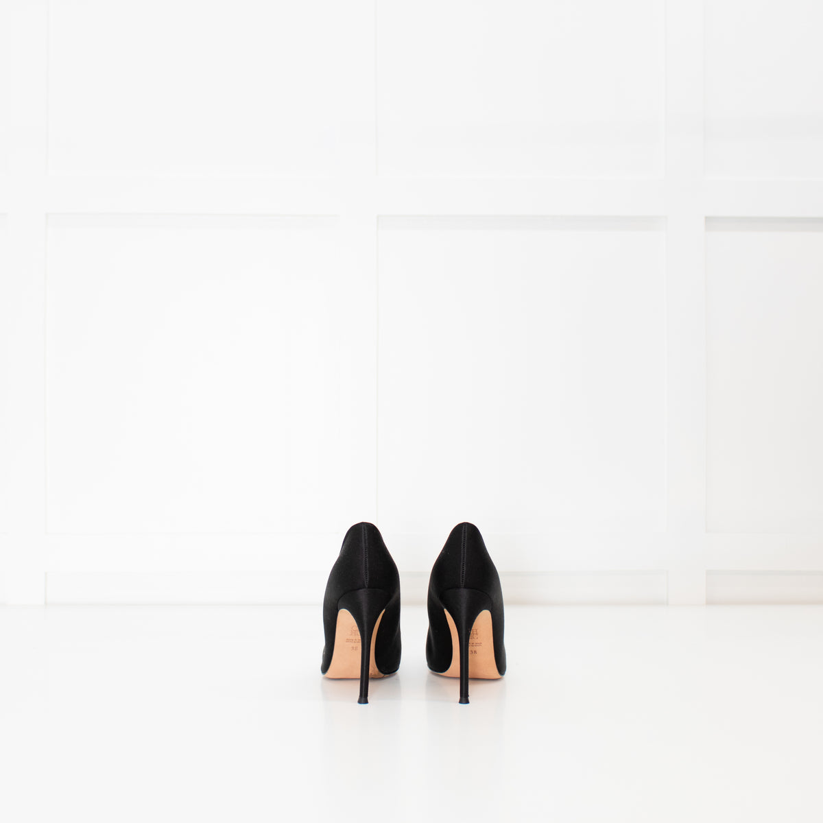 Carolina Herrera Black Satin Jewelled Buckle Heels