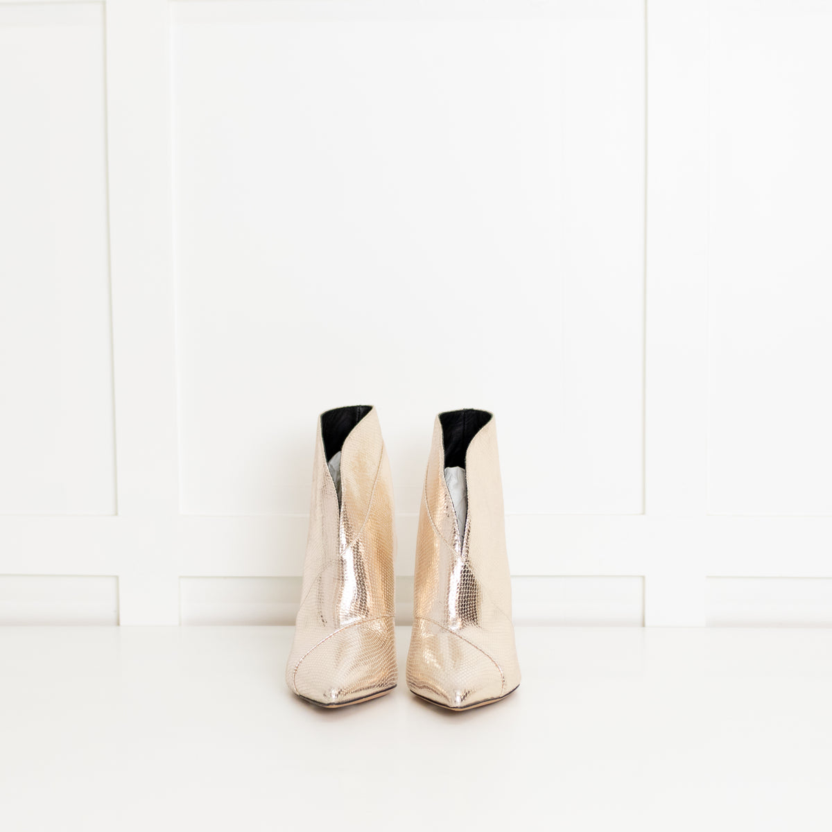 Isabel Marant Gold Embossed Leather Archenn Ankle Boots