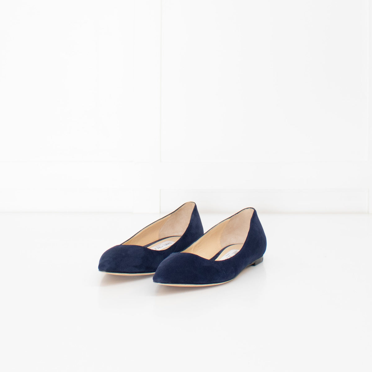 Jimmy Choo Navy Blue Suede Pointed Toe Flats