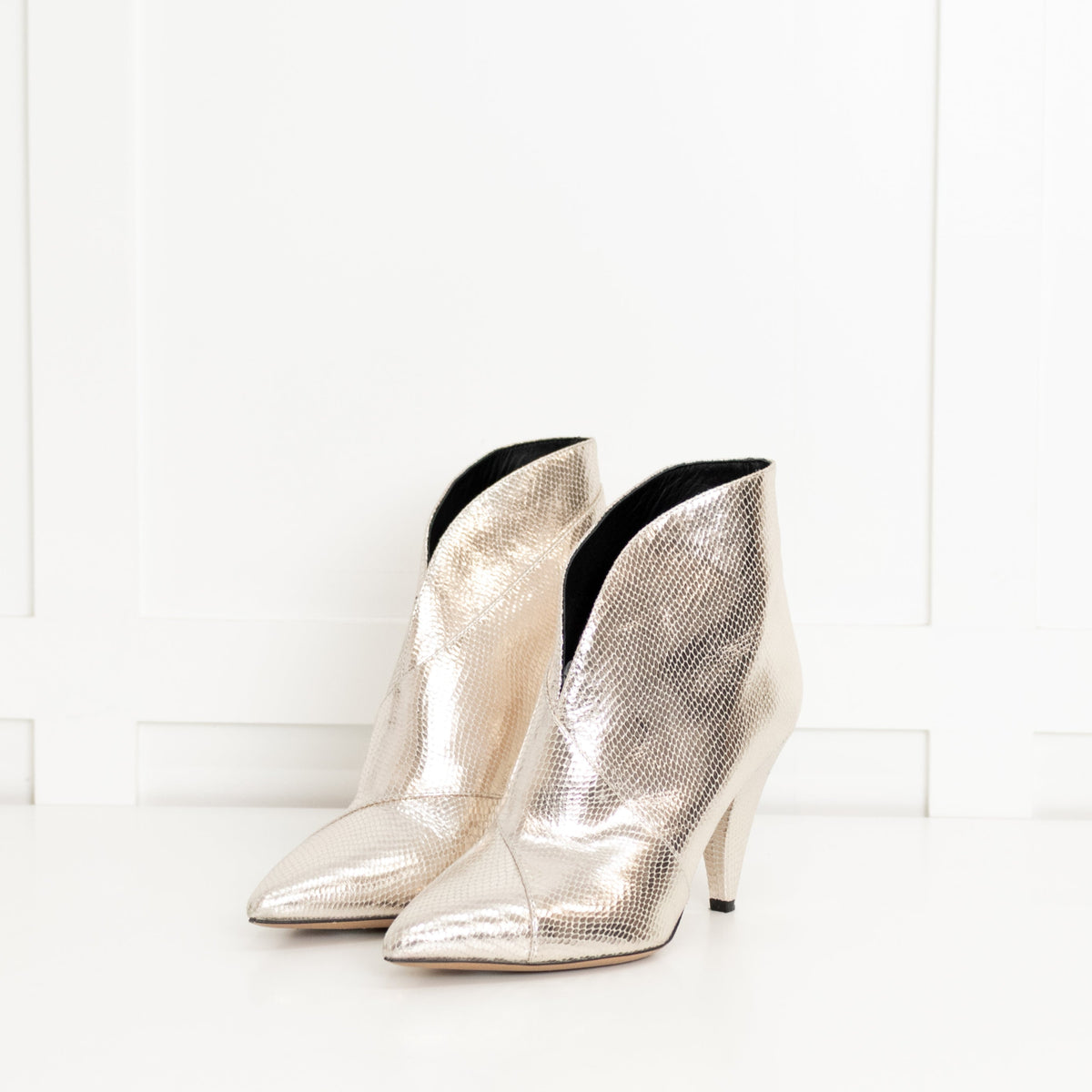 Isabel Marant Silver Embossed Leather Archenn Heeled Ankle Boots