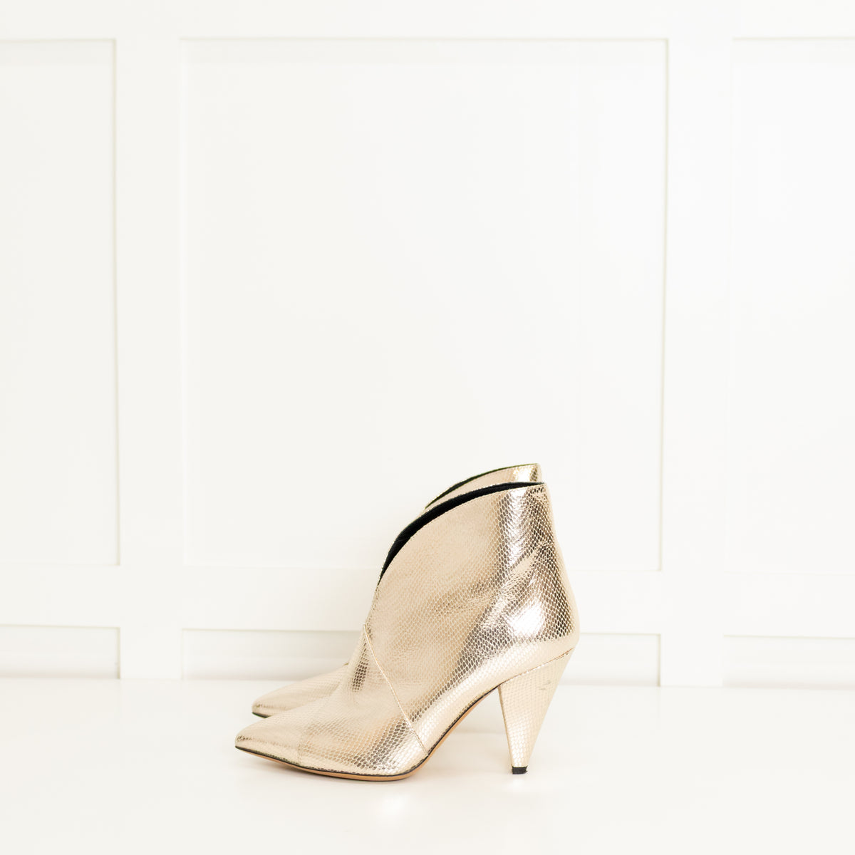 Isabel Marant Gold Embossed Leather Archenn Ankle Boots