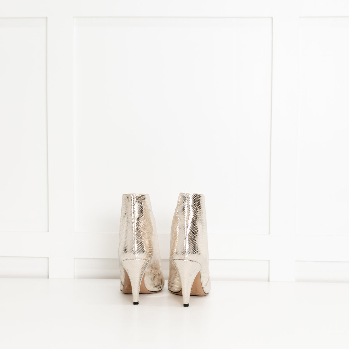 Isabel Marant Silver Embossed Leather Archenn Heeled Ankle Boots