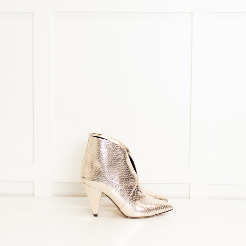 Isabel Marant Gold Embossed Leather Archenn Ankle Boots