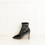 Jimmy Choo Silver Stretch Fabric Heeled Ankle Boots