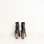 Jimmy Choo Silver Stretch Fabric Heeled Ankle Boots