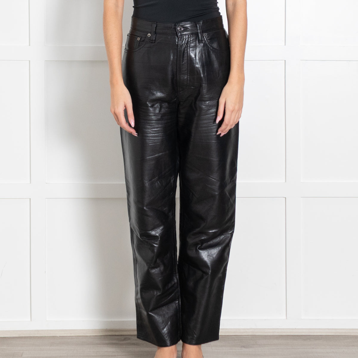 Agolde Recycled Black Leather Trousers
