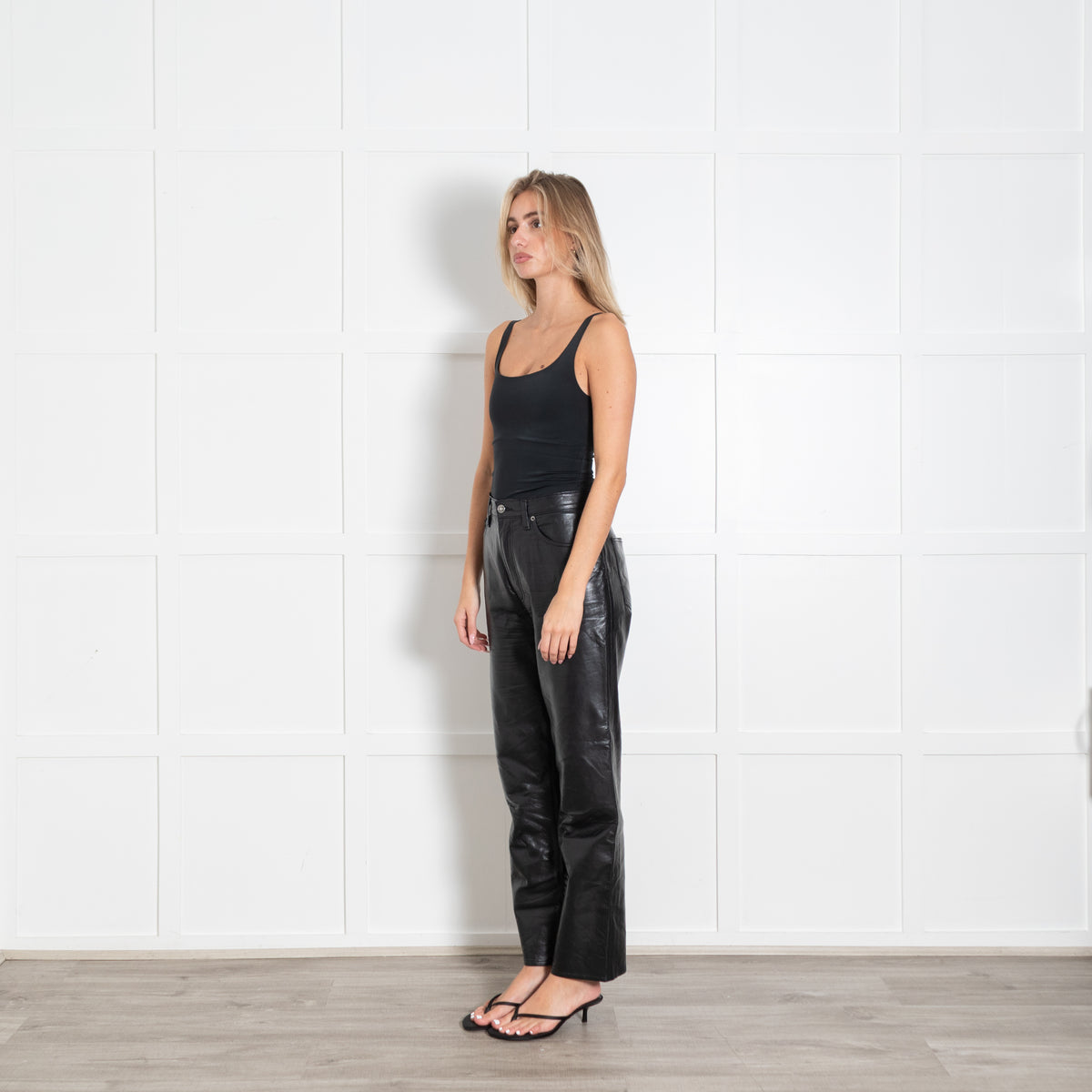 Agolde Recycled Black Leather Trousers