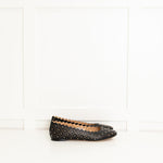 Chloe Black Laser Cut Studded Flat Pumps