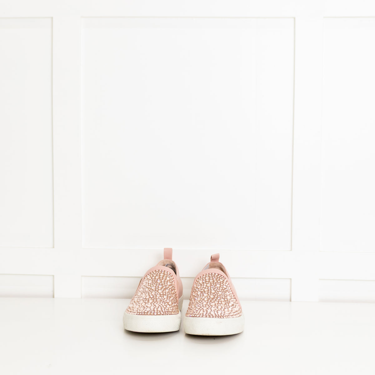 Gina Pink Leather Diamante Slip-On Shoes