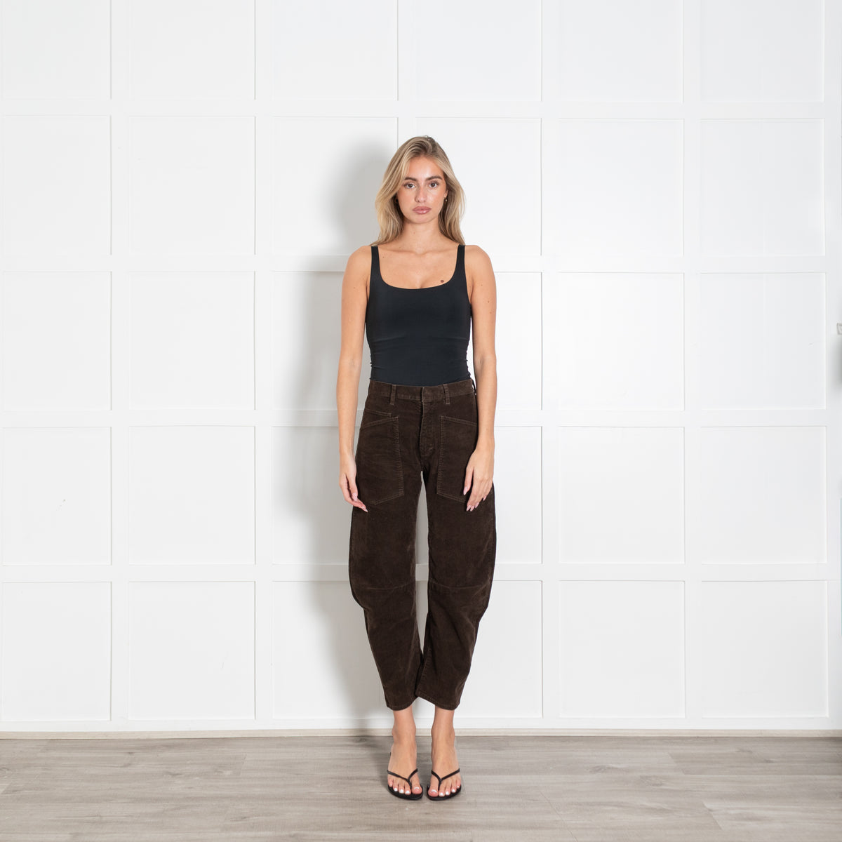 Nili Lotan Brown Corduroy Barrell Leg Trousers