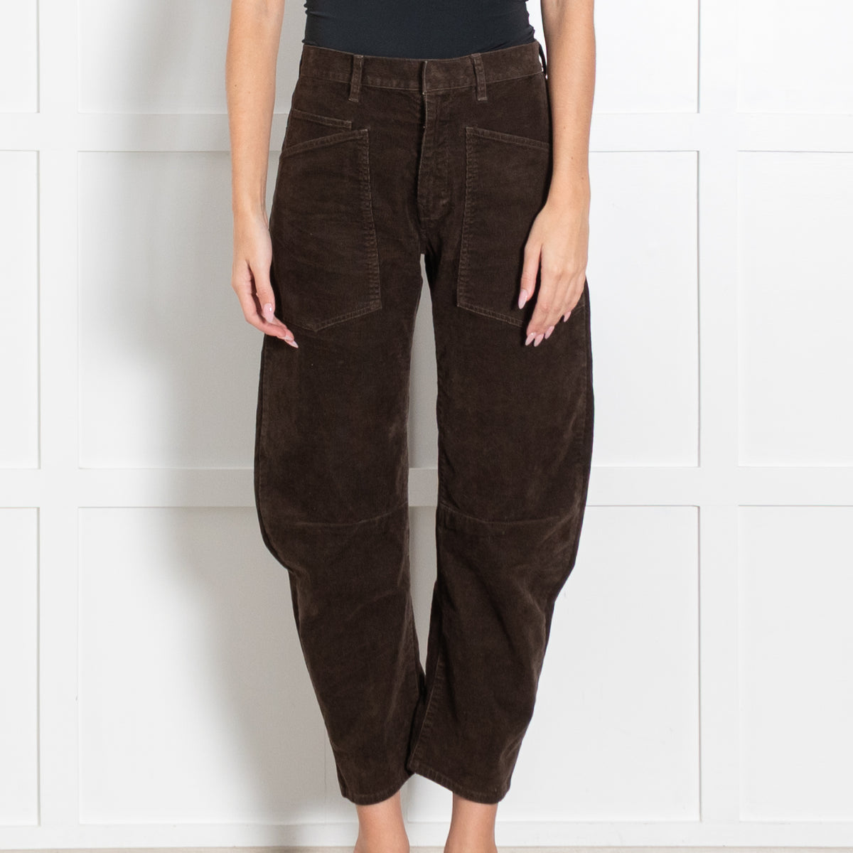 Nili Lotan Brown Corduroy Barrell Leg Trousers