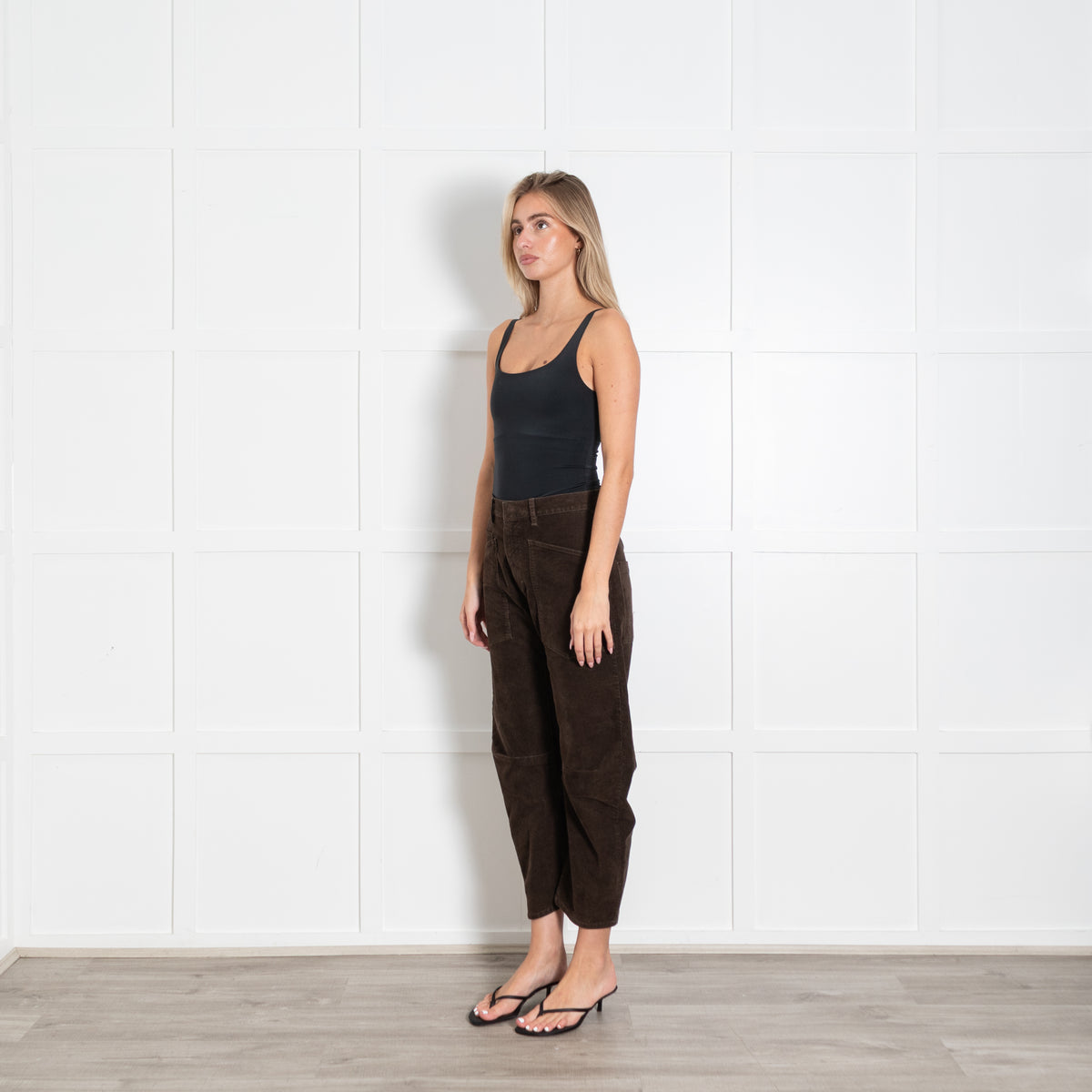 Nili Lotan Brown Corduroy Barrell Leg Trousers