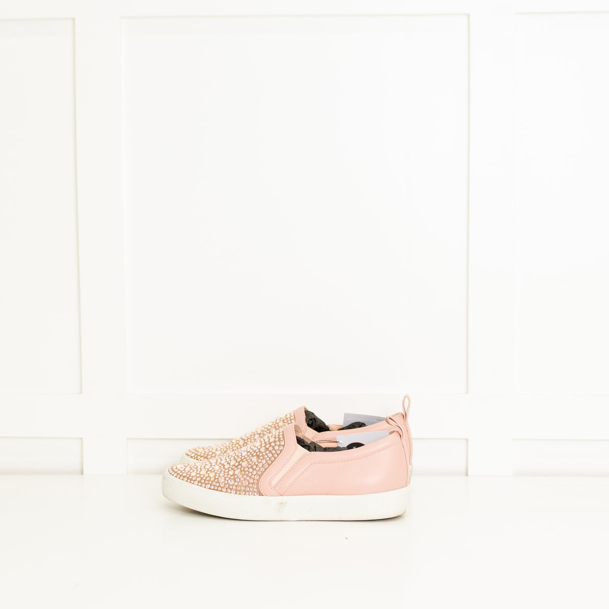 Gina Pink Leather Diamante Slip-On Shoes