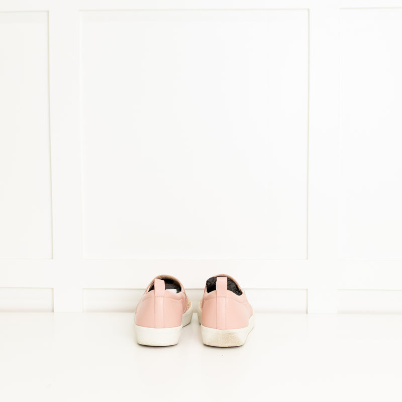 Gina Pink Leather Diamante Slip-On Shoes