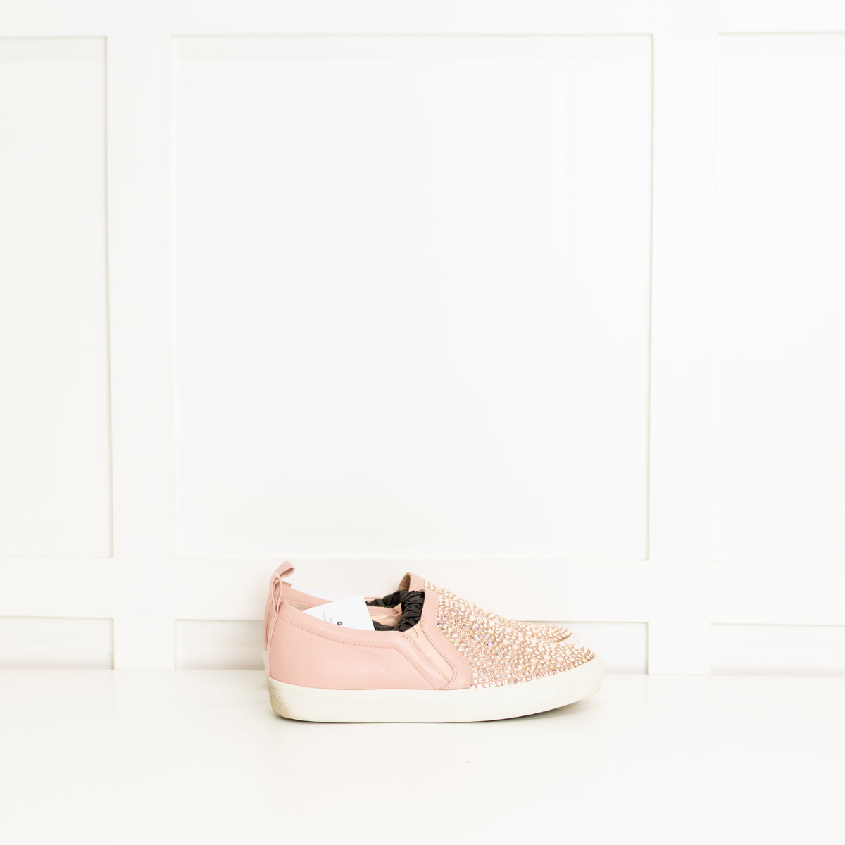 Gina Pink Leather Diamante Slip-On Shoes