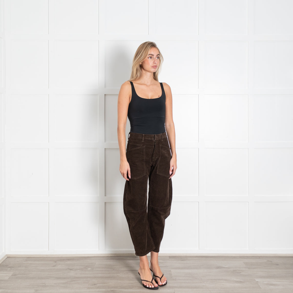 Nili Lotan Brown Corduroy Barrell Leg Trousers