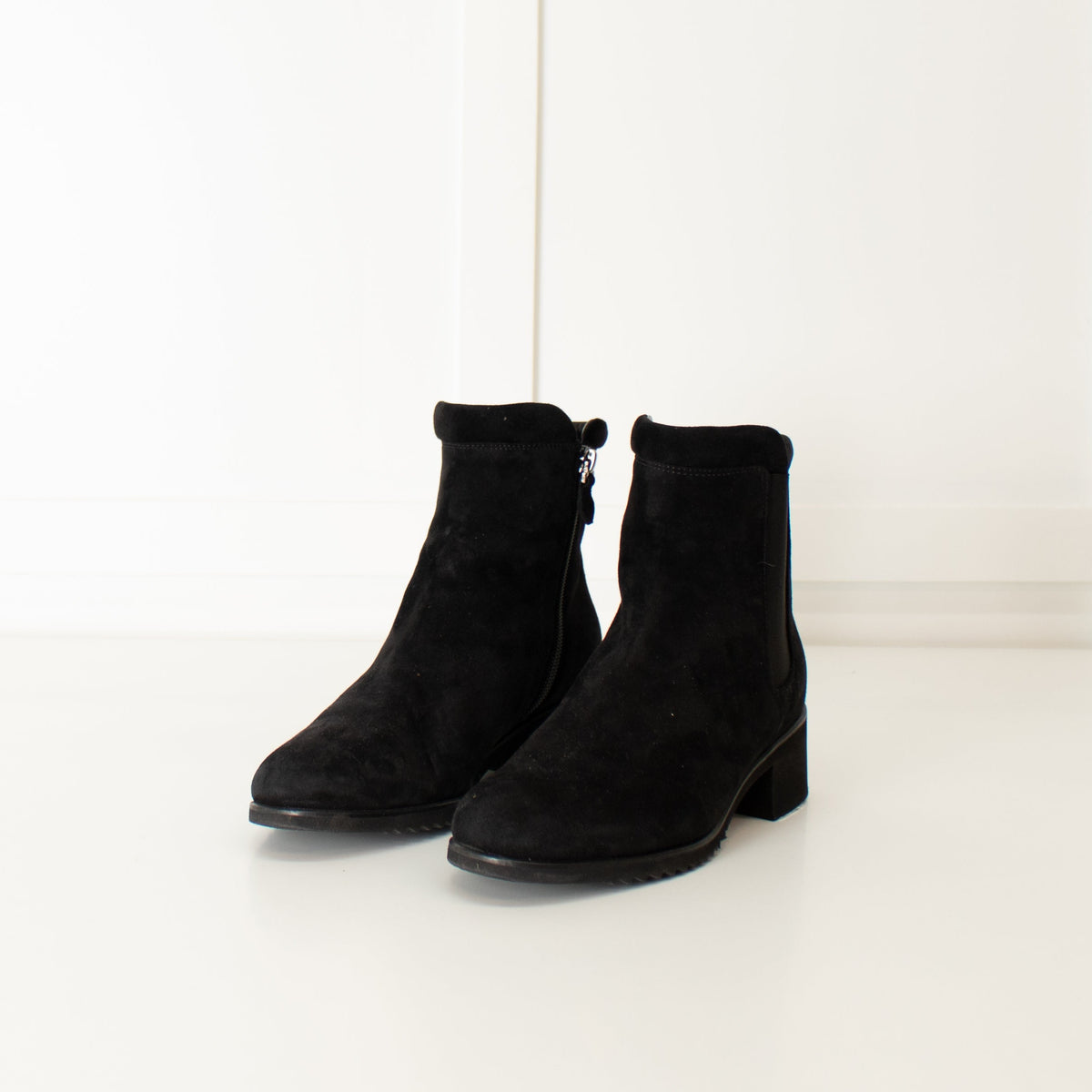 Eliot Zed Black Suede Zip Ankle Boots