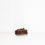 Anya Hindmarch Small Vere Satchel in Coffee Suede with Shearling Trim