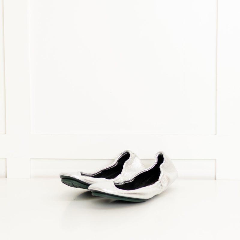 Mulberry Silver Leather Flat Pumps