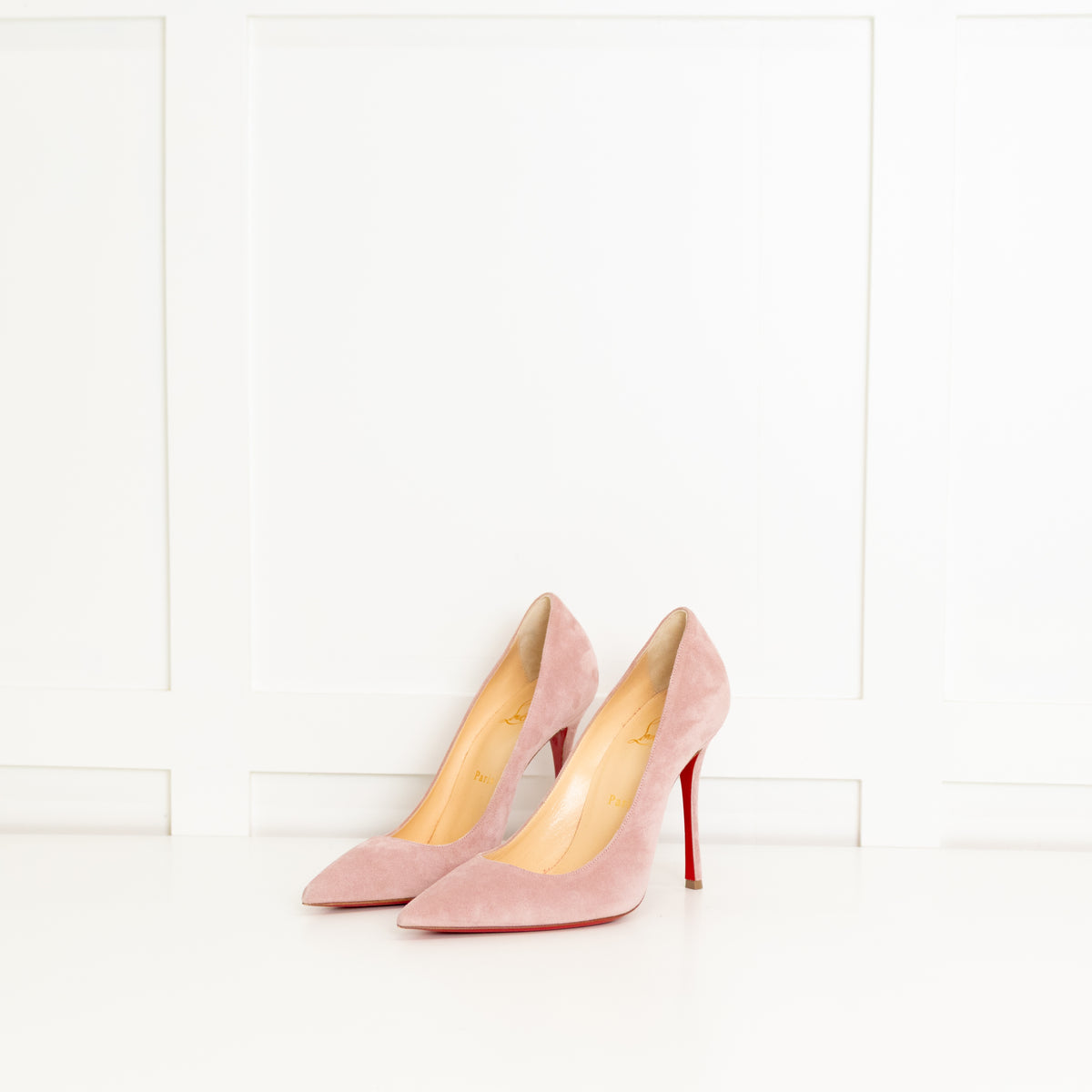 Christian Louboutin Pale Pink Suede Heeled Shoes