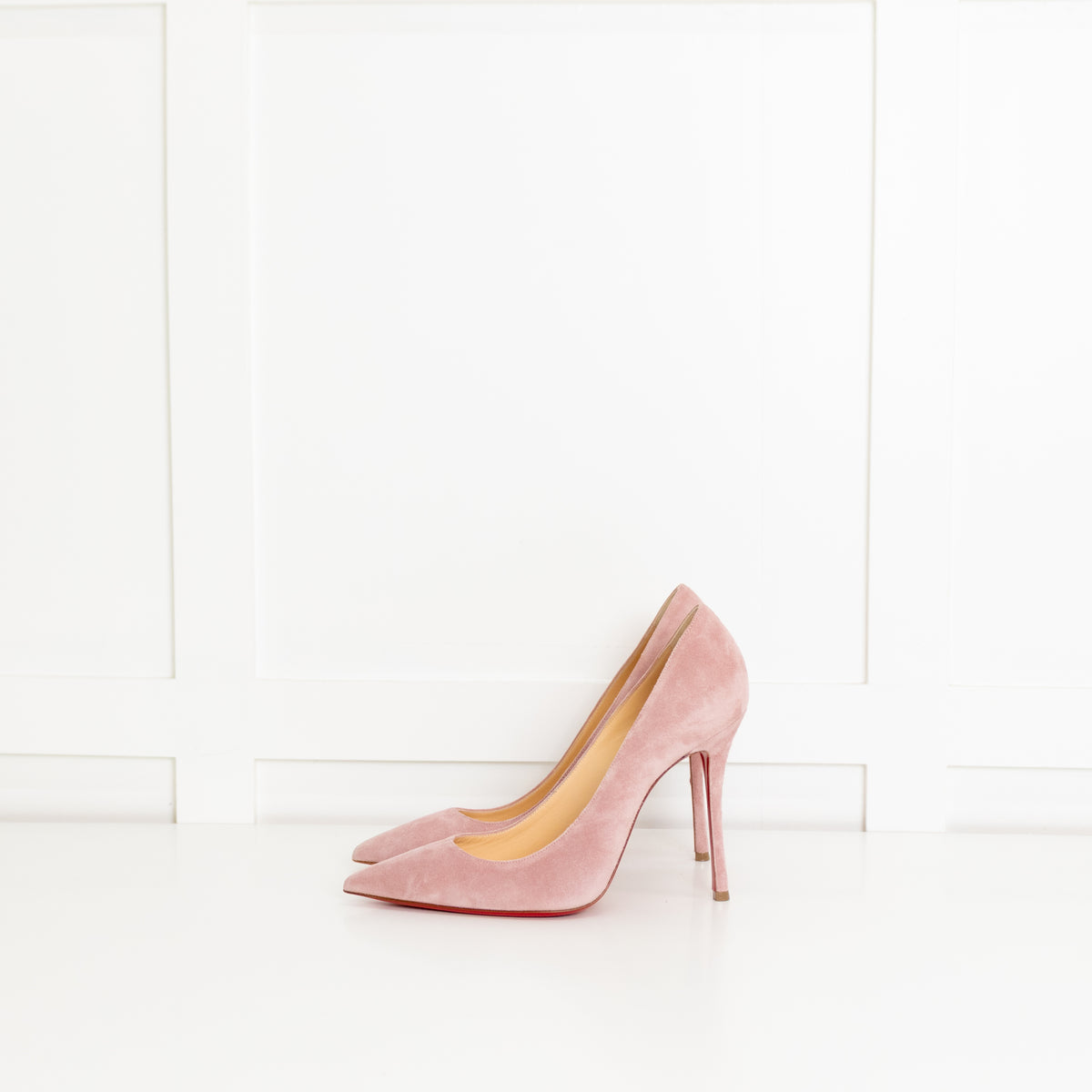 Christian Louboutin Pale Pink Suede Heeled Shoes