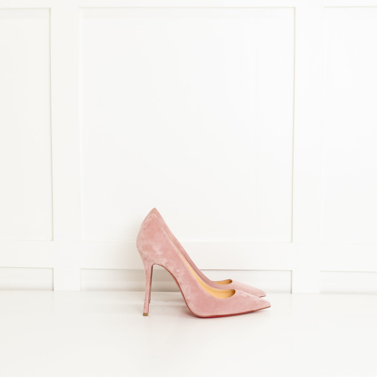 Christian Louboutin Pale Pink Suede Heeled Shoes
