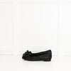 Chanel Black Glitter Camelia Flat Ballerinas