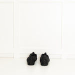 Chanel Black Glitter Camelia Flat Ballerinas