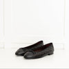 Chanel Black Quilted Lambskin Leather CC Top Flat Ballerinas