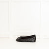 Chanel Black Quilted Lambskin Leather CC Top Flat Ballerinas