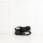Chanel Black Quilted Lambskin Leather CC Top Flat Ballerinas