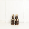 See By Chloe Brown Leather Cream Fur Trim Heeled Ankle Boots