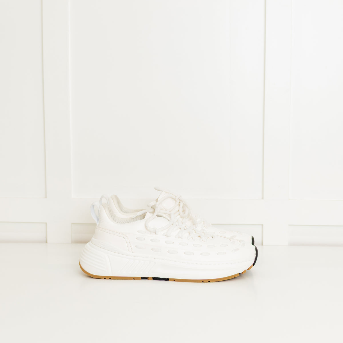 Bottega Veneta White Leather Multi Lace Up Trainers