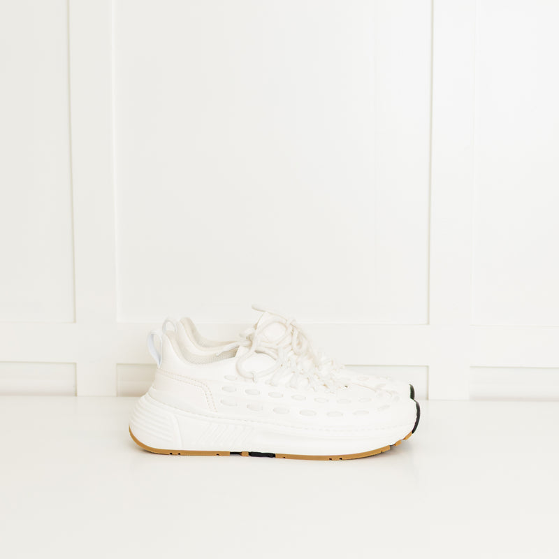 Bottega Veneta White Leather Multi Lace Up Trainers