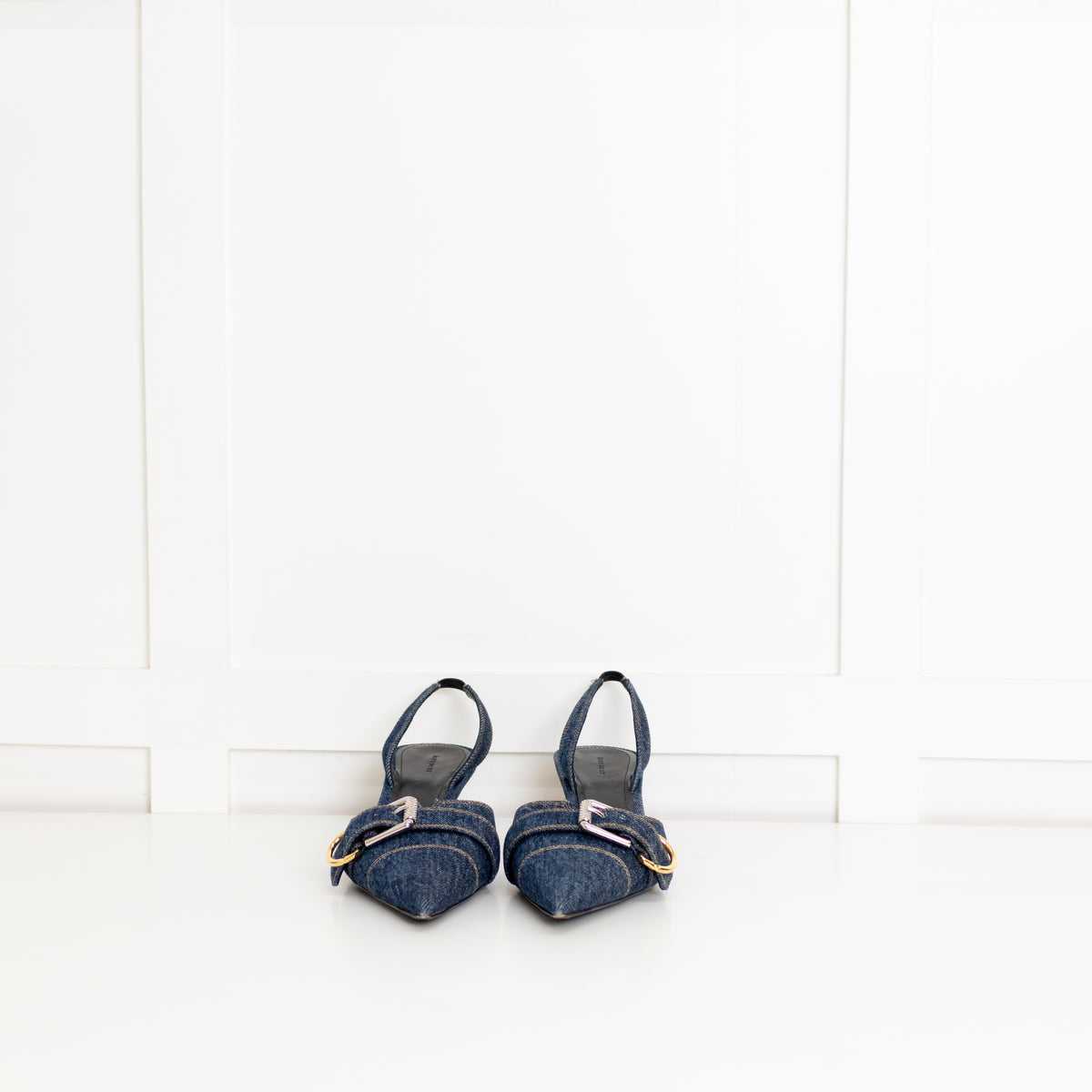 Givenchy Blue Denim Voyou Kitten Heel Slingback